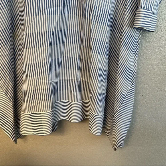 Rani Arabella Blue Striped Asymmetrical Button Up Shirt Dress - Picture 4 of 5